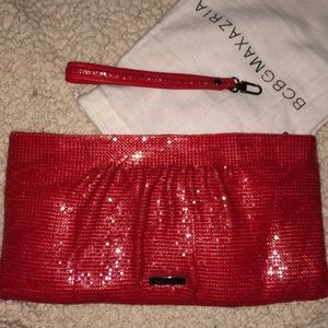 Red Sequin BCBG MaxAzria Clutch & Removable Strap